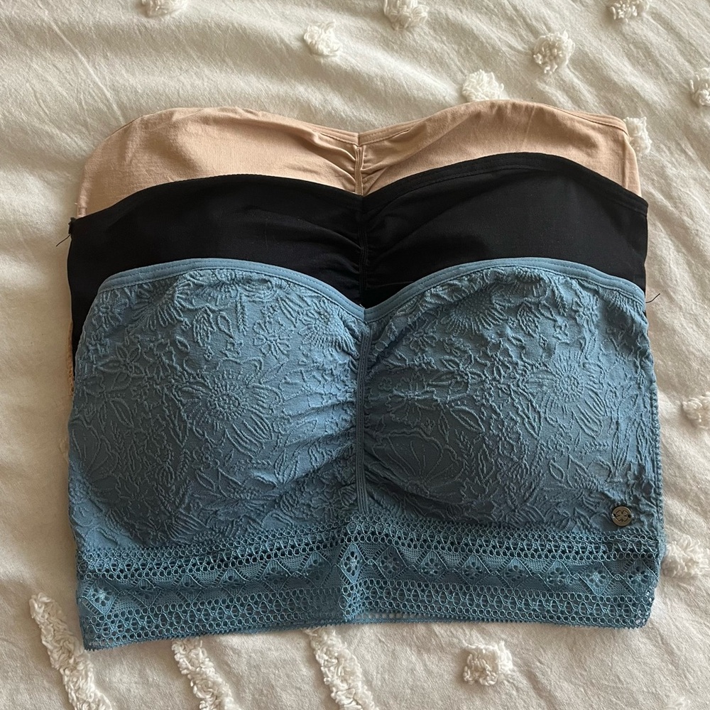 Lucky Brand Bandeau Set - Blue, Black, Tan
